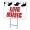 Signmission Live Music Yard Sign & Stake outdoor plastic coroplast window, C-1824 Live Music C-1824 Live Music - alternate 1
